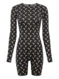 Marine Serre crescent-print long-sleeve jumpsuit - Black
