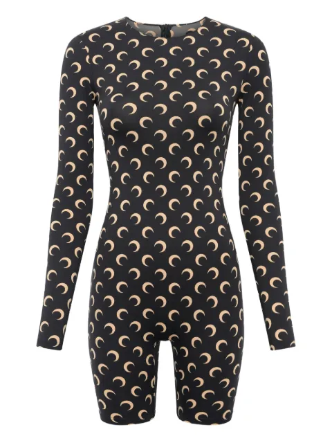 Marine Serre crescent-print long-sleeve jumpsuit