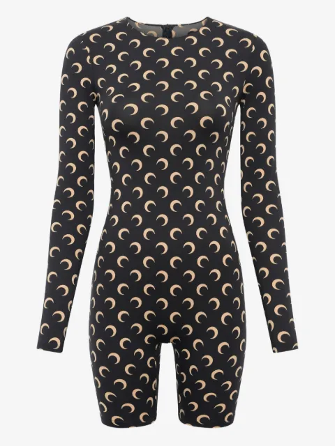 Marine Serre crescent-print long-sleeve jumpsuit