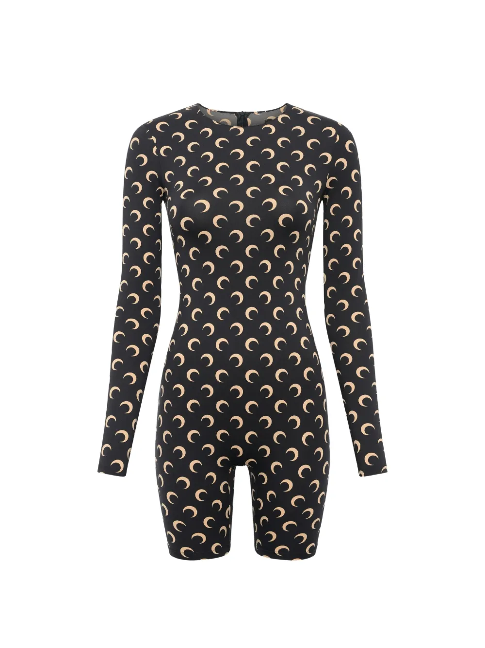 Marine Serre Celestial Pattern Long Sleeve Short Jumpsuit In Black