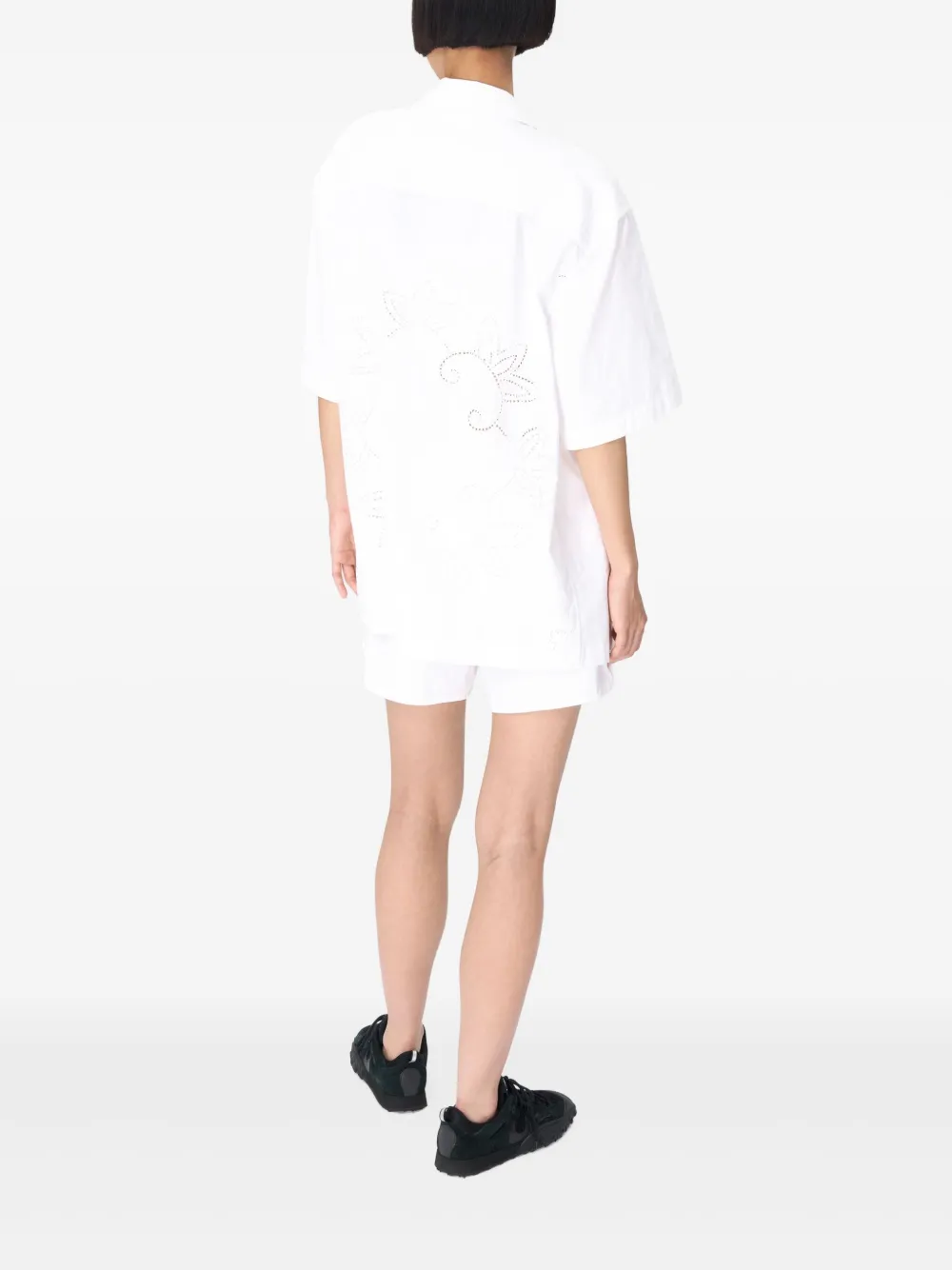 Marine Serre Linnen bowlingshirt Wit