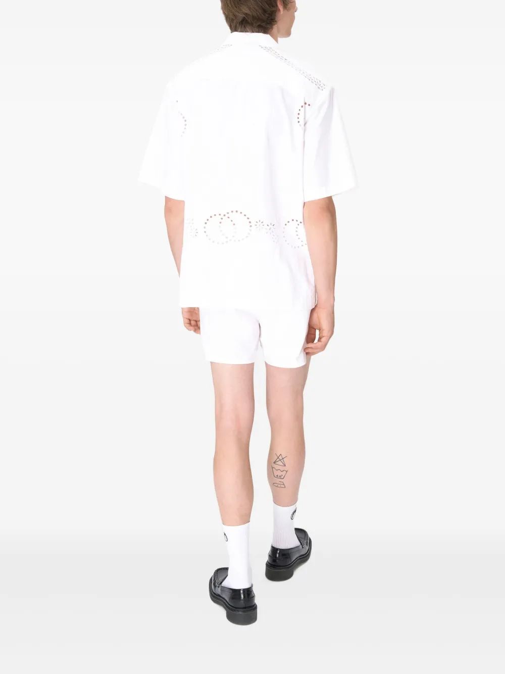 Marine Serre Linnen bowlingshirt Wit
