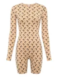 Marine Serre crescent-moon printed playsuit - Neutrals