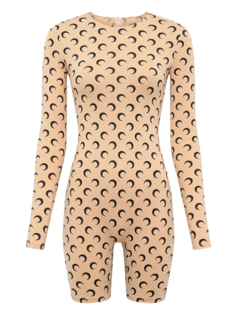 Marine Serre crescent-moon printed playsuit