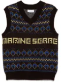 Marine Serre jacquard knit vest - Brown