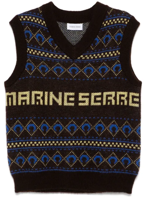 Marine Serre jacquard knit vest