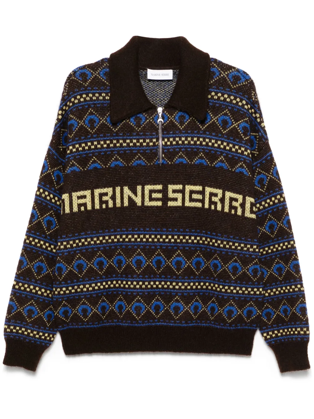 Marine Serre Trui met jacquard Bruin