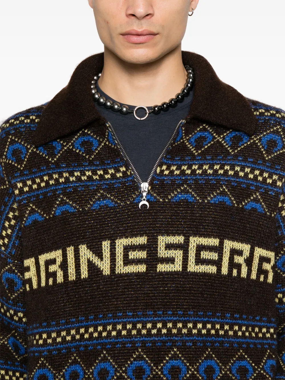 Marine Serre Trui met jacquard Bruin