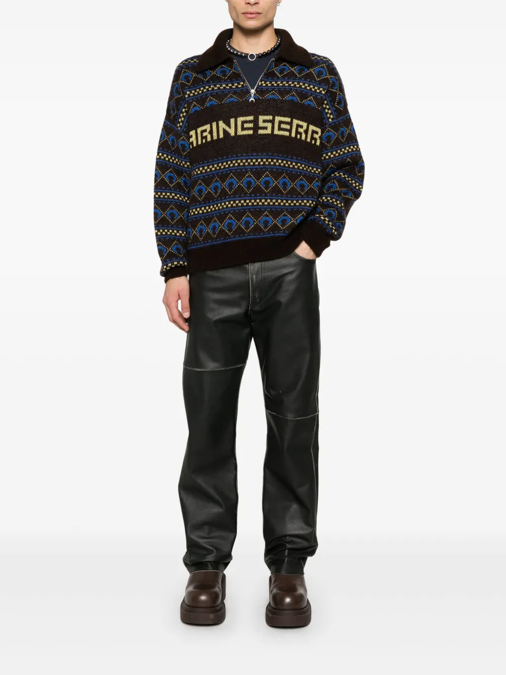 marineserre Marine Serre Trui met jacquard - Bruin