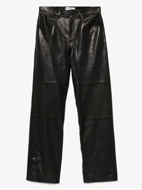 Marine Serre Moonogram-embossed leather trousers