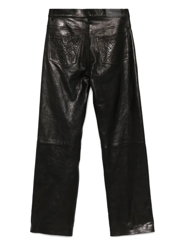 Marine Serre Moonogram-embossed Leather Trousers | Black | FARFETCH