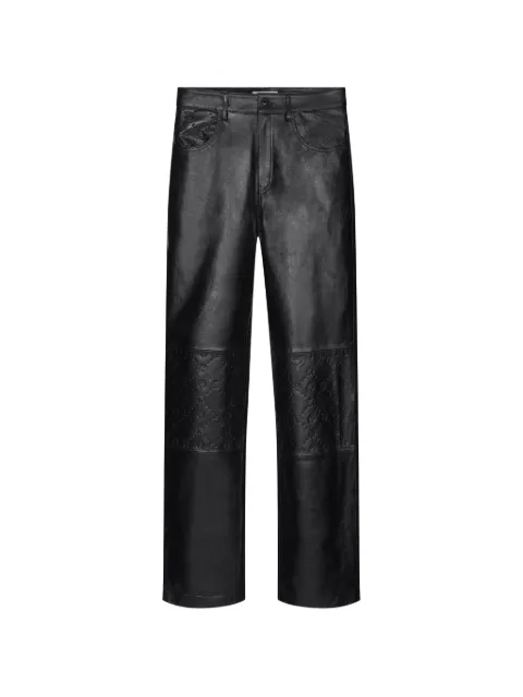 Marine Serre Moonogram-embossed leather trousers