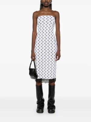 24SS◆MARINE SERRE◆Moon プリント ドレープミディドレス MARINE SERRE - Moon Midi Tube Dress Marine Serre