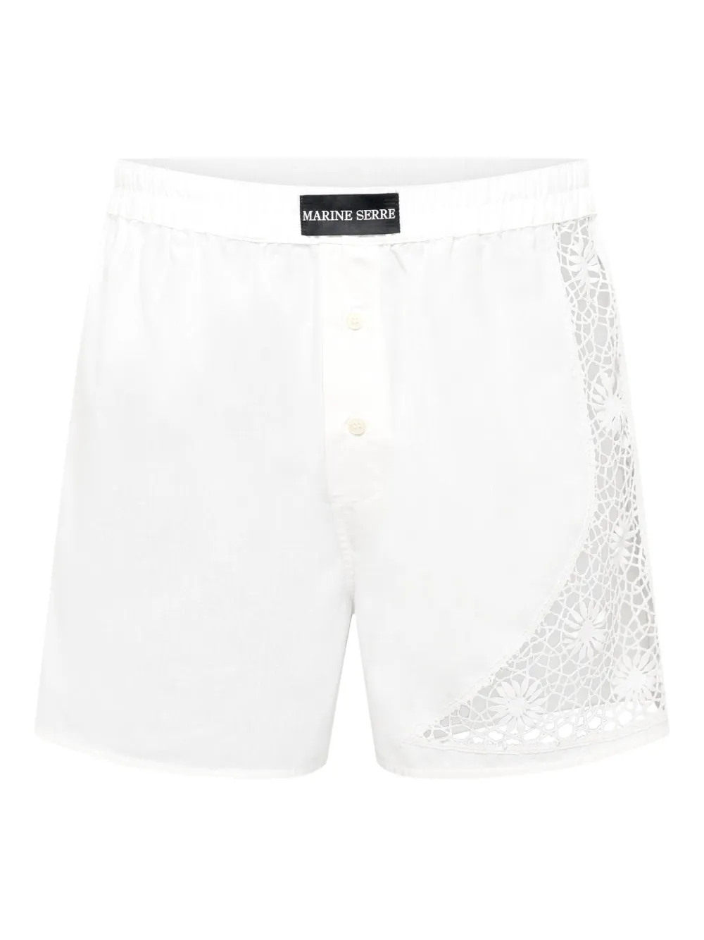 Marine Serre Boxershorts verfraaid met kant Wit