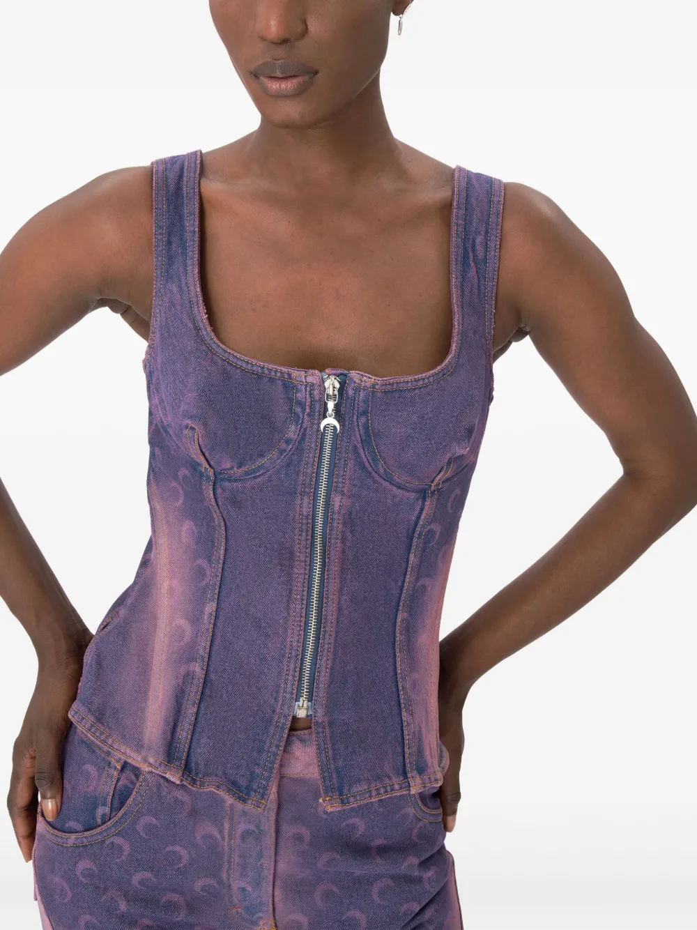 MARINE SERRE MOON LASER DENIM TOP