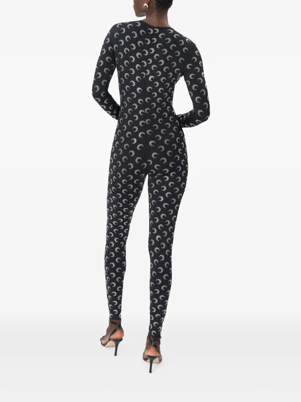 Marine Serre Jersey jumpsuit met Moon-patroon - Zwart