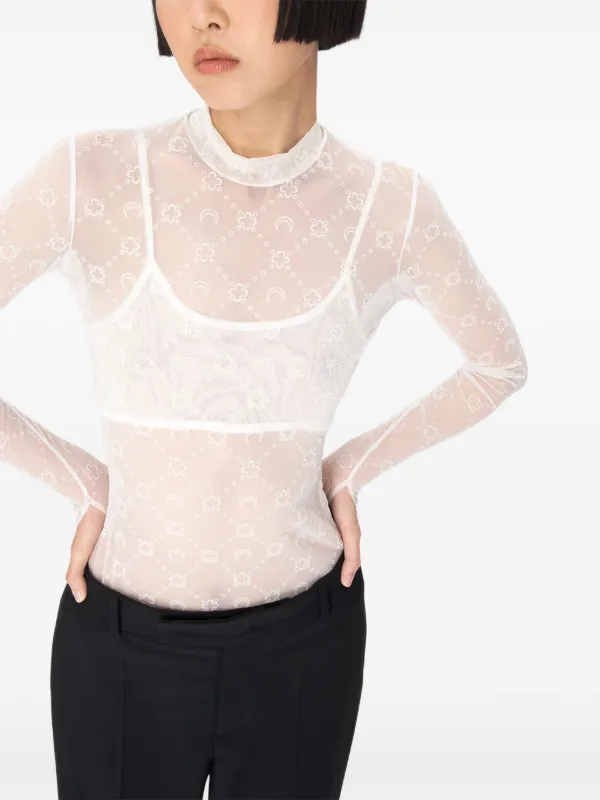 Marine Serre semi-sheer Top | White | FARFETCH