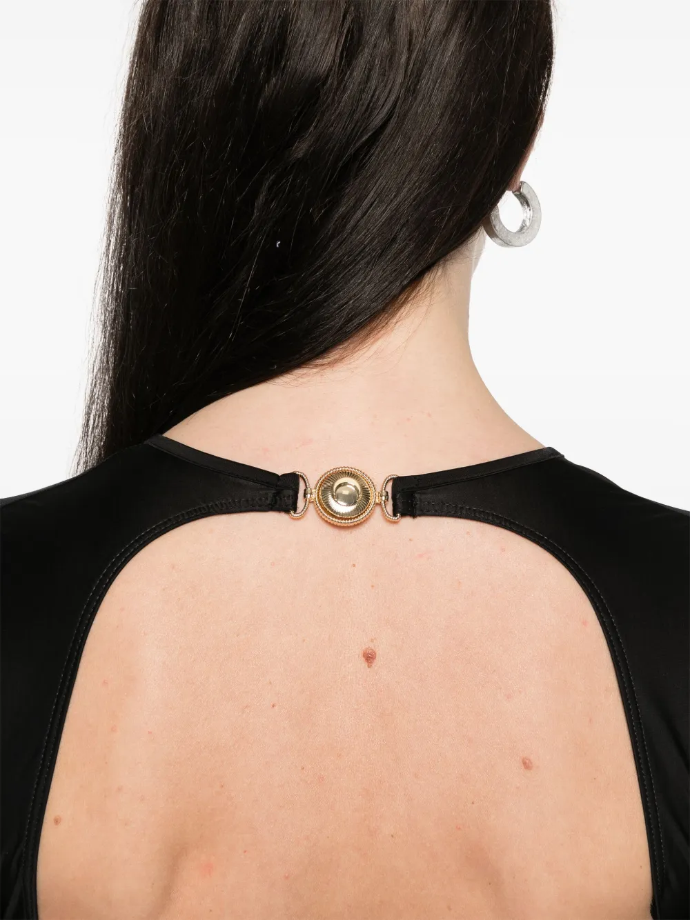 Marine Serre Jersey mini-jurk met open rug Zwart