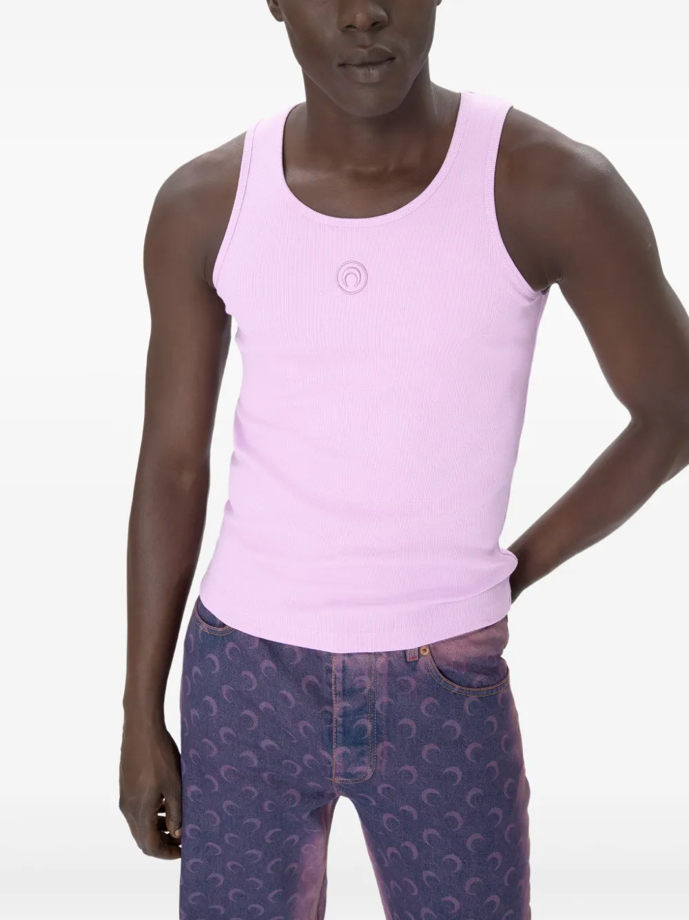 Marine Serre Ribgebreide tanktop Roze