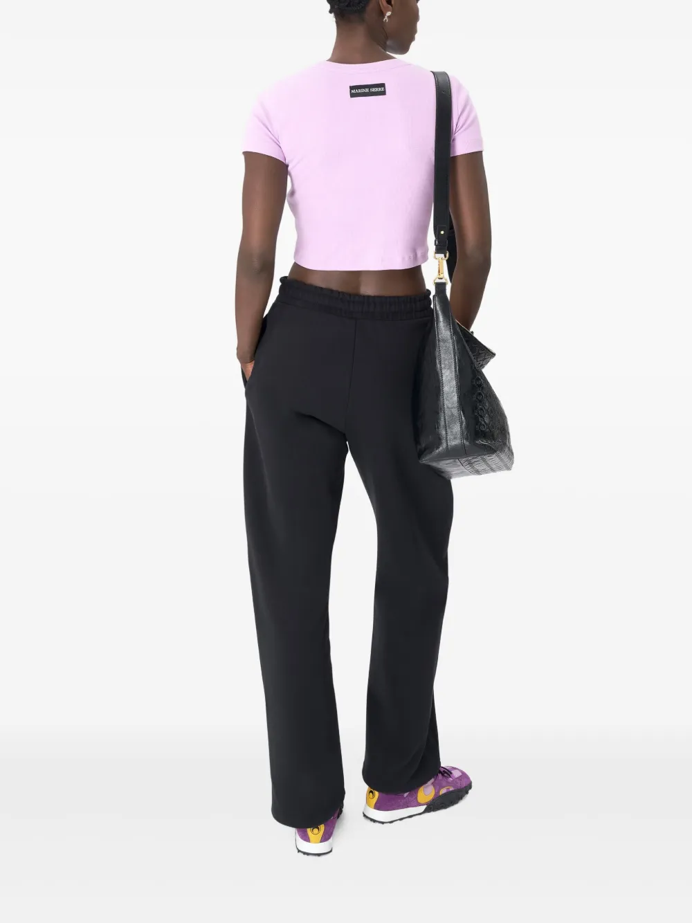 Marine Serre Jersey T-shirt met uitgesneden details Roze