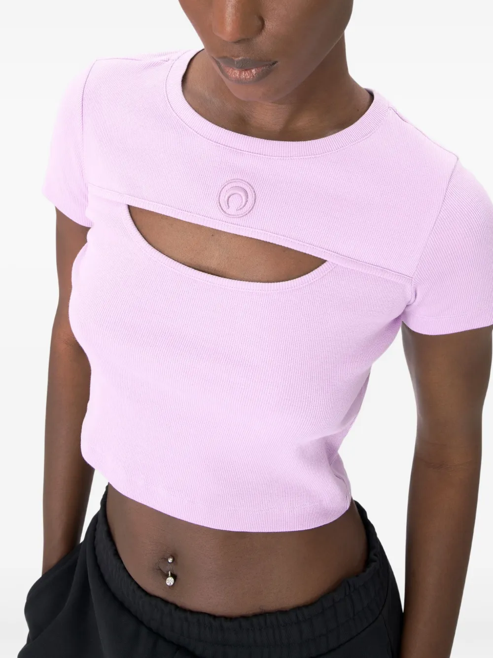Marine Serre Jersey T-shirt met uitgesneden details Roze
