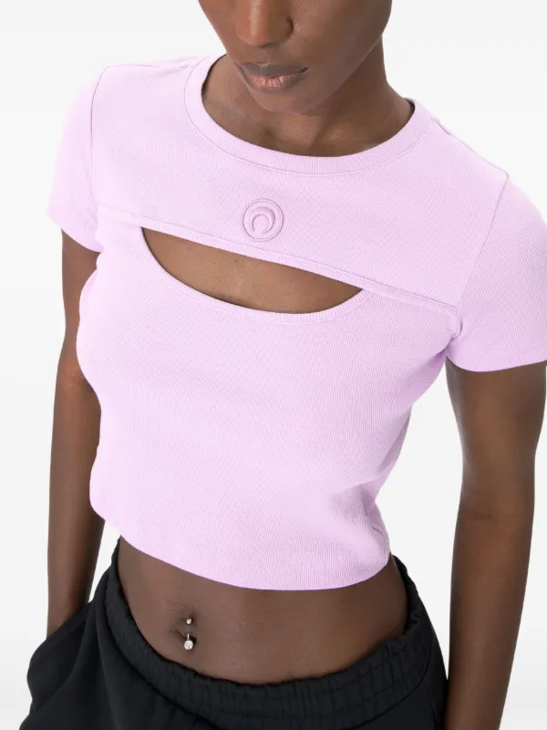 Marine Serre cut-out Jersey T-Shirt | Pink | FARFETCH