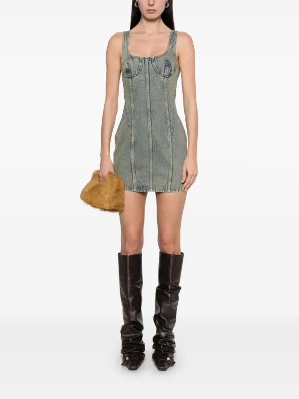 Marine Serre Denim Mini Dress | Blue | FARFETCH UZ