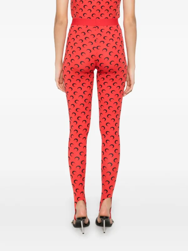 Marine Serre Moon-print Leggings | Red | FARFETCH