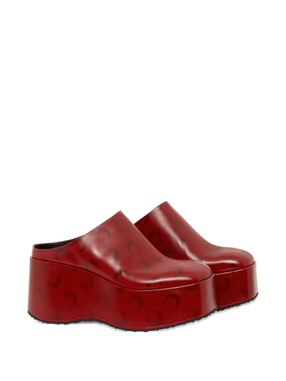 Marine Serre Moon-airbrushed platform mules Red