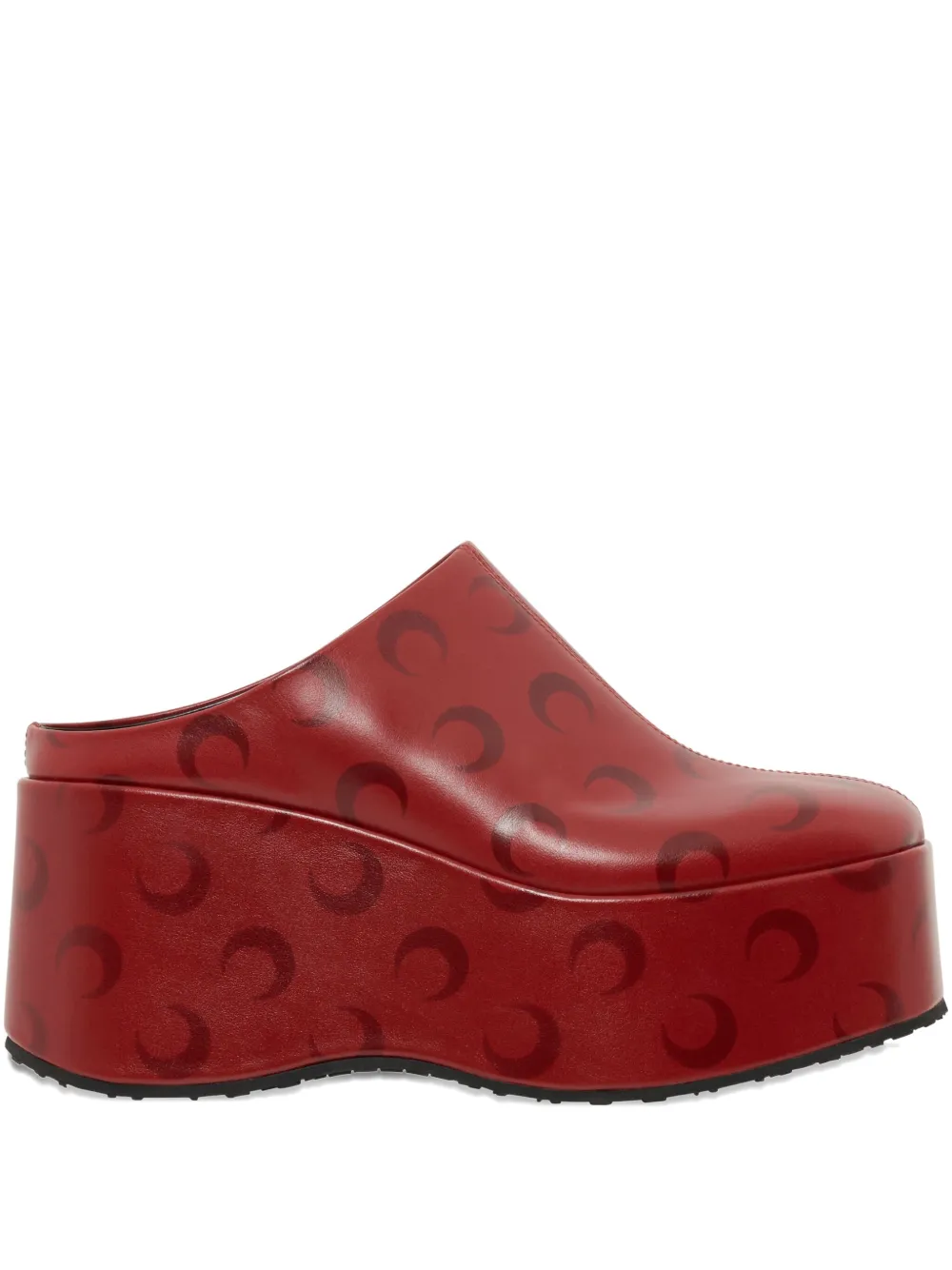 Marine Serre Moon-airbrushed platform mules Red