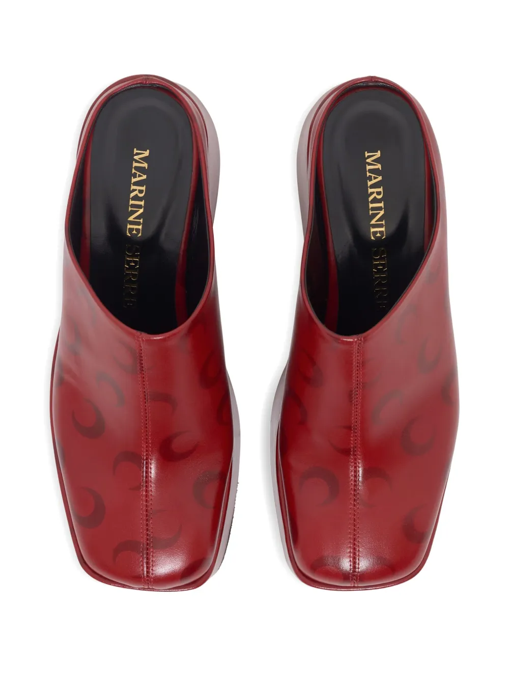 Marine Serre Moon-airbrushed platform mules Red
