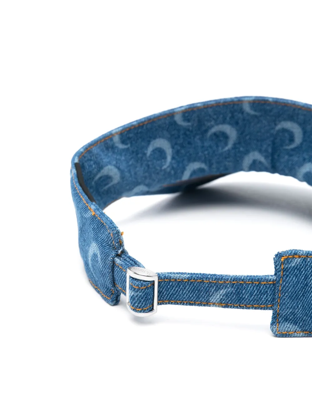 Marine Serre Denim zonneklep met Moon-kant - Blauw