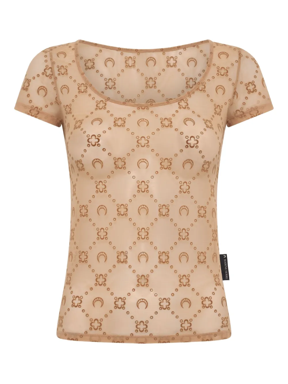 Marine Serre Gesmockte top Beige