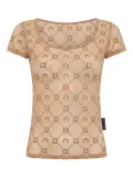 Marine Serre mesh flocked top - Neutrals