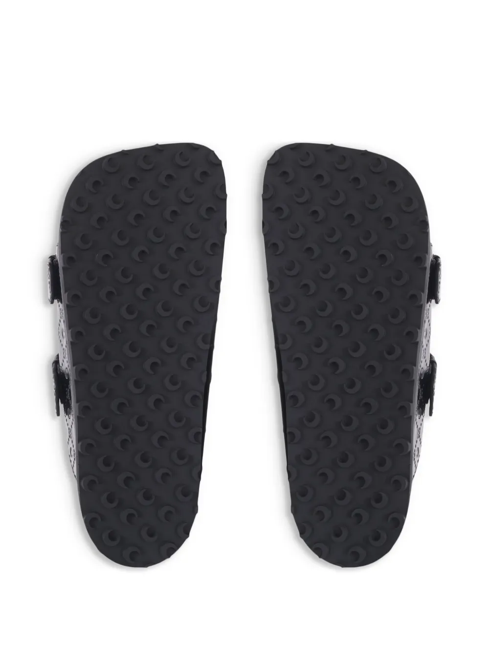 Marine Serre monogram-embossed leather slides Black