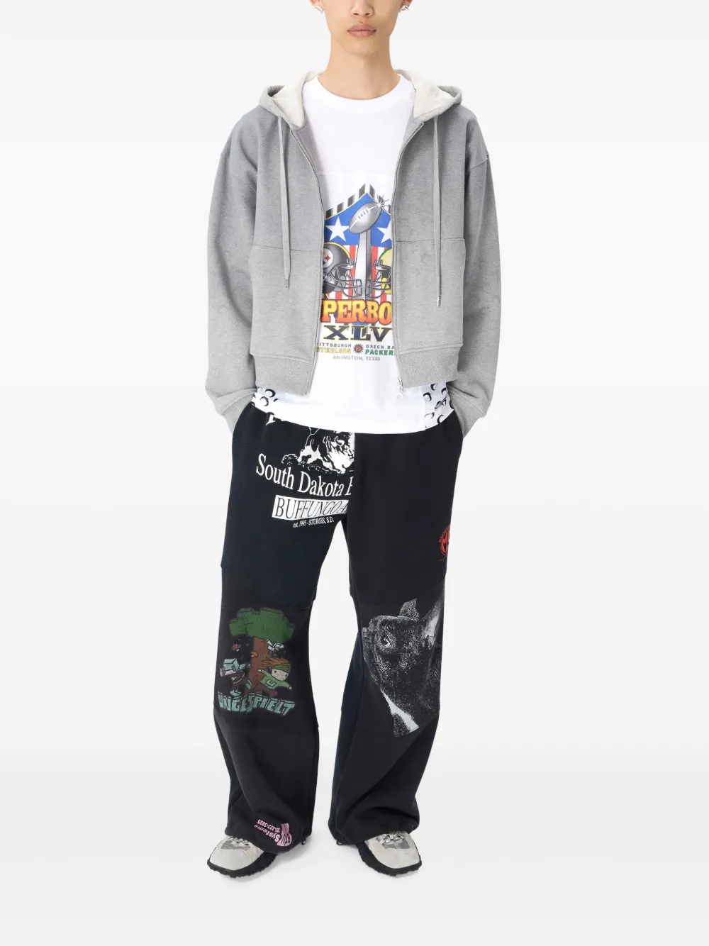 Marine Serre Fleece hoodie met Moon-patroon Grijs