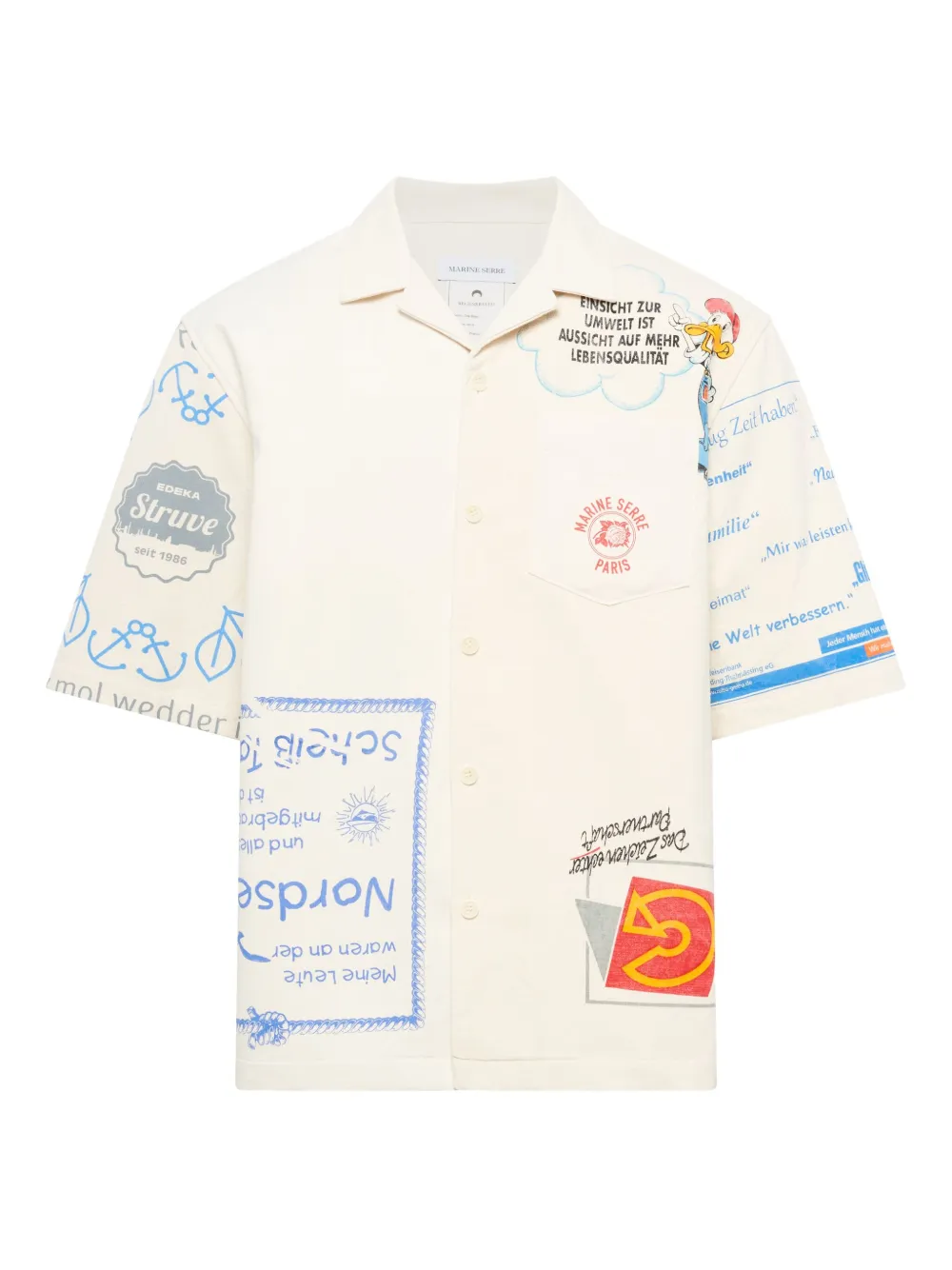 Marine Serre Camicia a maniche corte con stampa grafica | bianco | Image 1