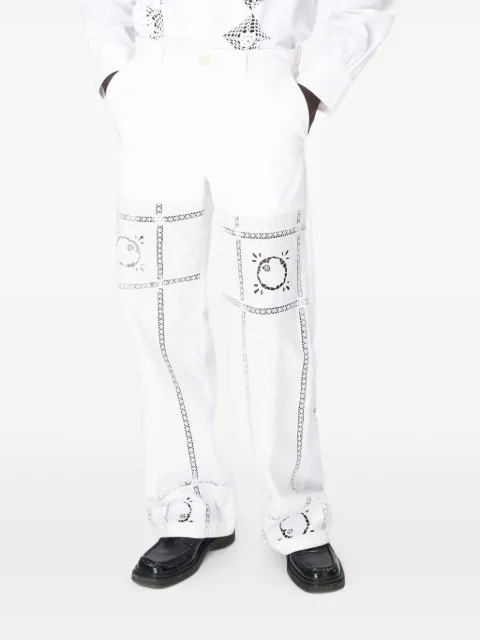 Marine Serre embroidered cotton trousers