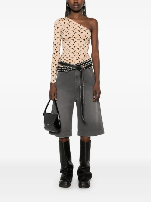 Marine Serre クレセント ムーン アシンメトリー トップ 関税込 Recycled Moon Jersey Second Skin Asymmetric Top • Marine Serre