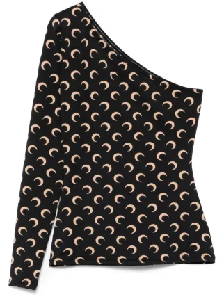 Marine Serre Crescent Moon Asymmetric Top | Black | FARFETCH