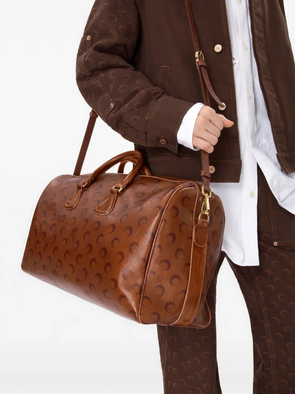 Marine Serre Grote Moon Airbrushed crossbodytas Bruin