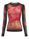Marine Serre draped jersey top - Brown