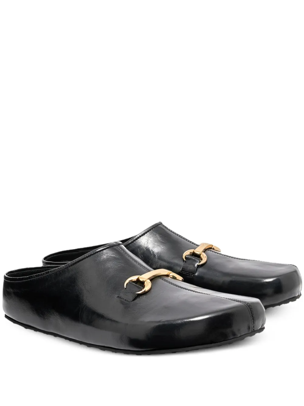Marine Serre leather mules Black