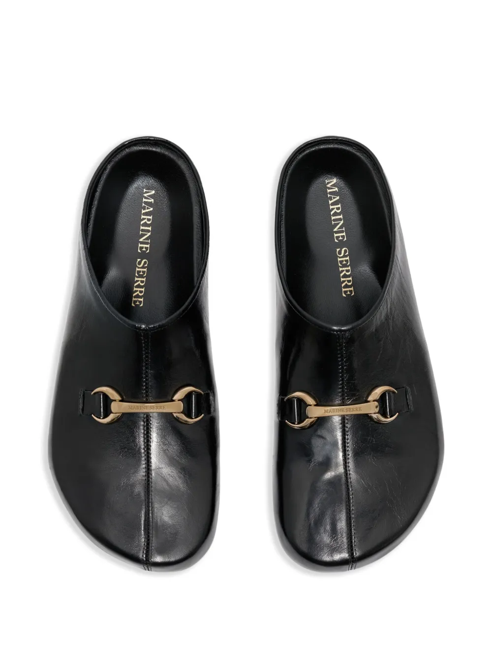 Marine Serre leather mules Black