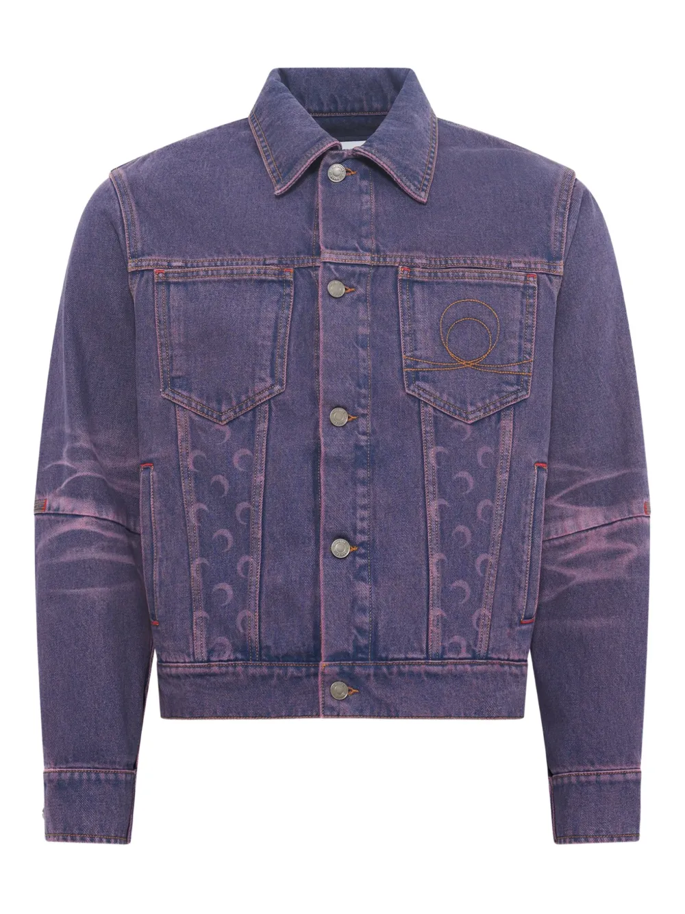 Marine Serre Denim jack met monogram Paars