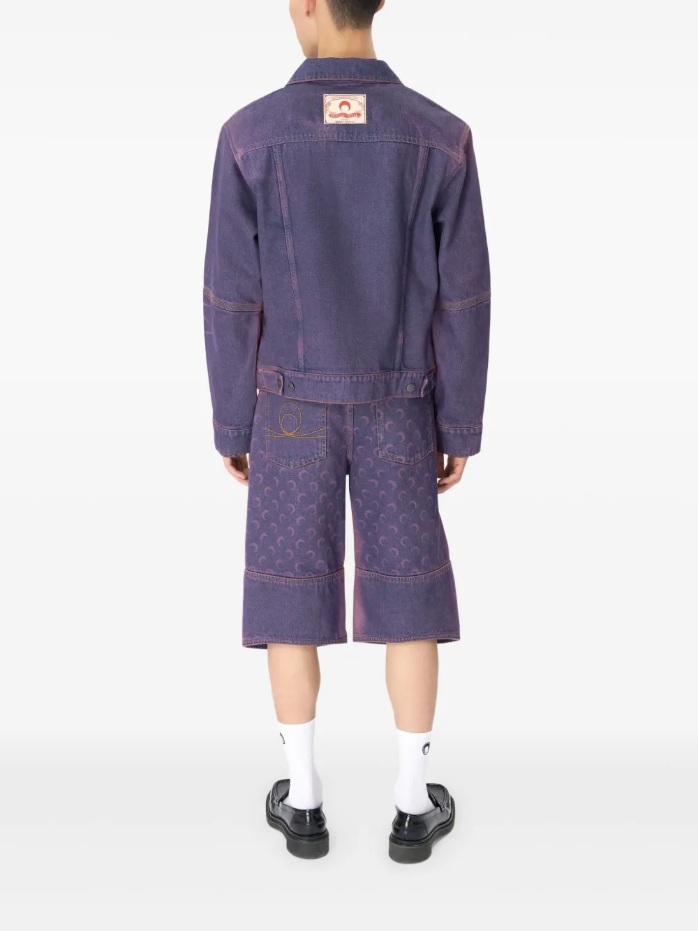Marine Serre Denim jack met monogram Paars
