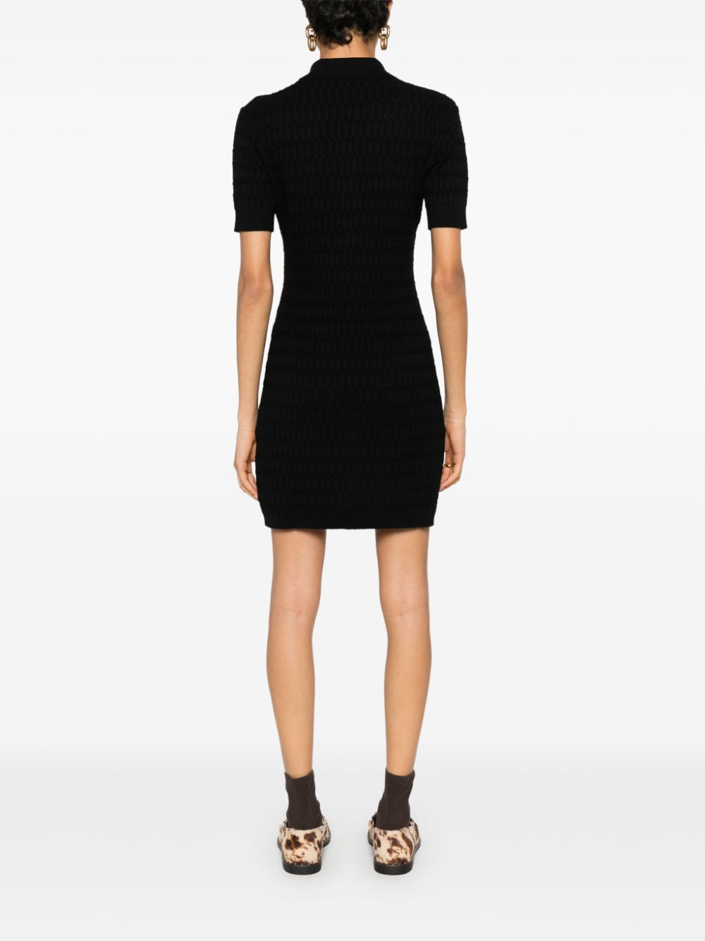 Shop Twinset Cable-knit Mini Dress In Black