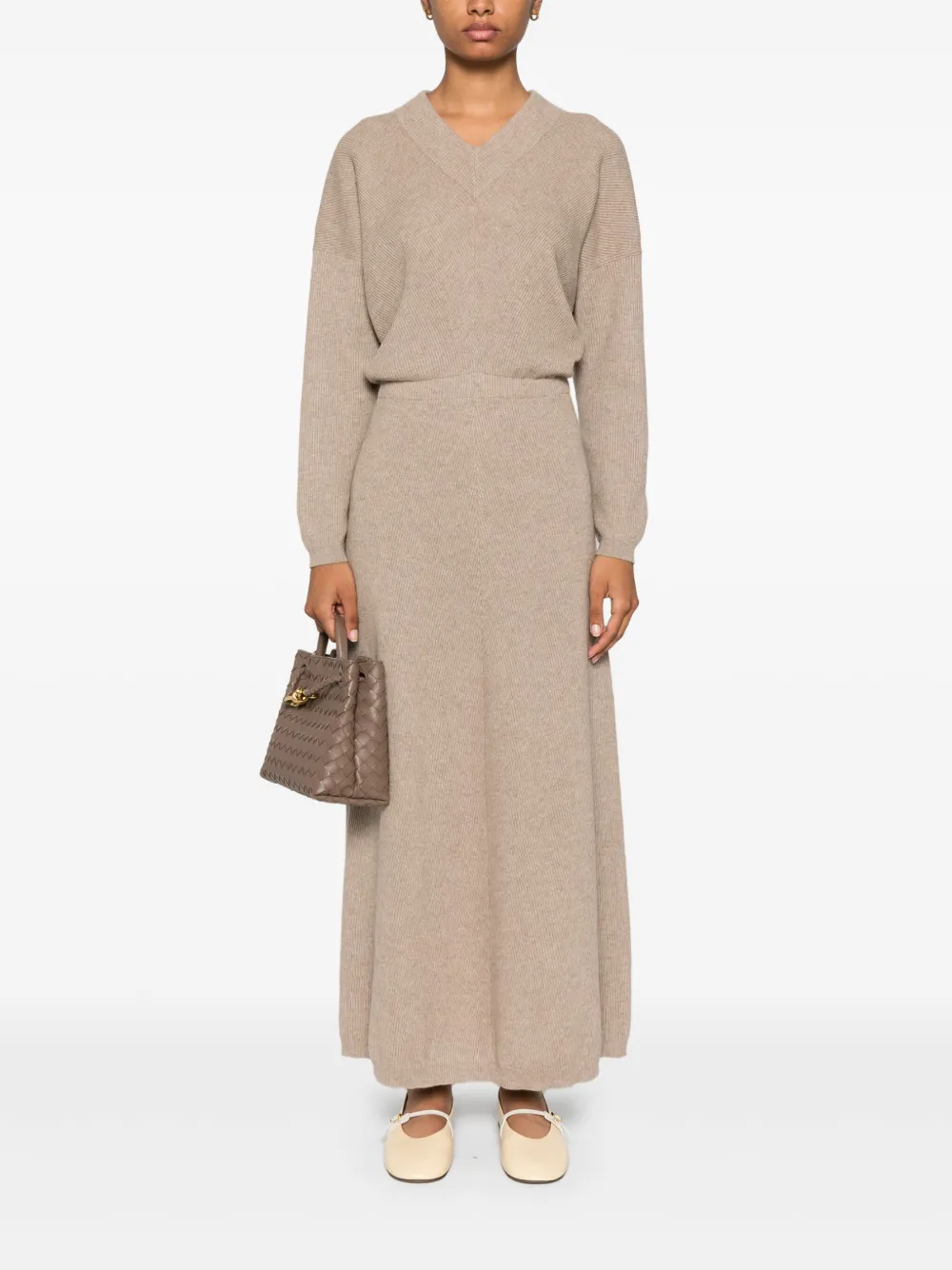 Brunello Cucinelli ribbed-knit maxi dress - Bruin