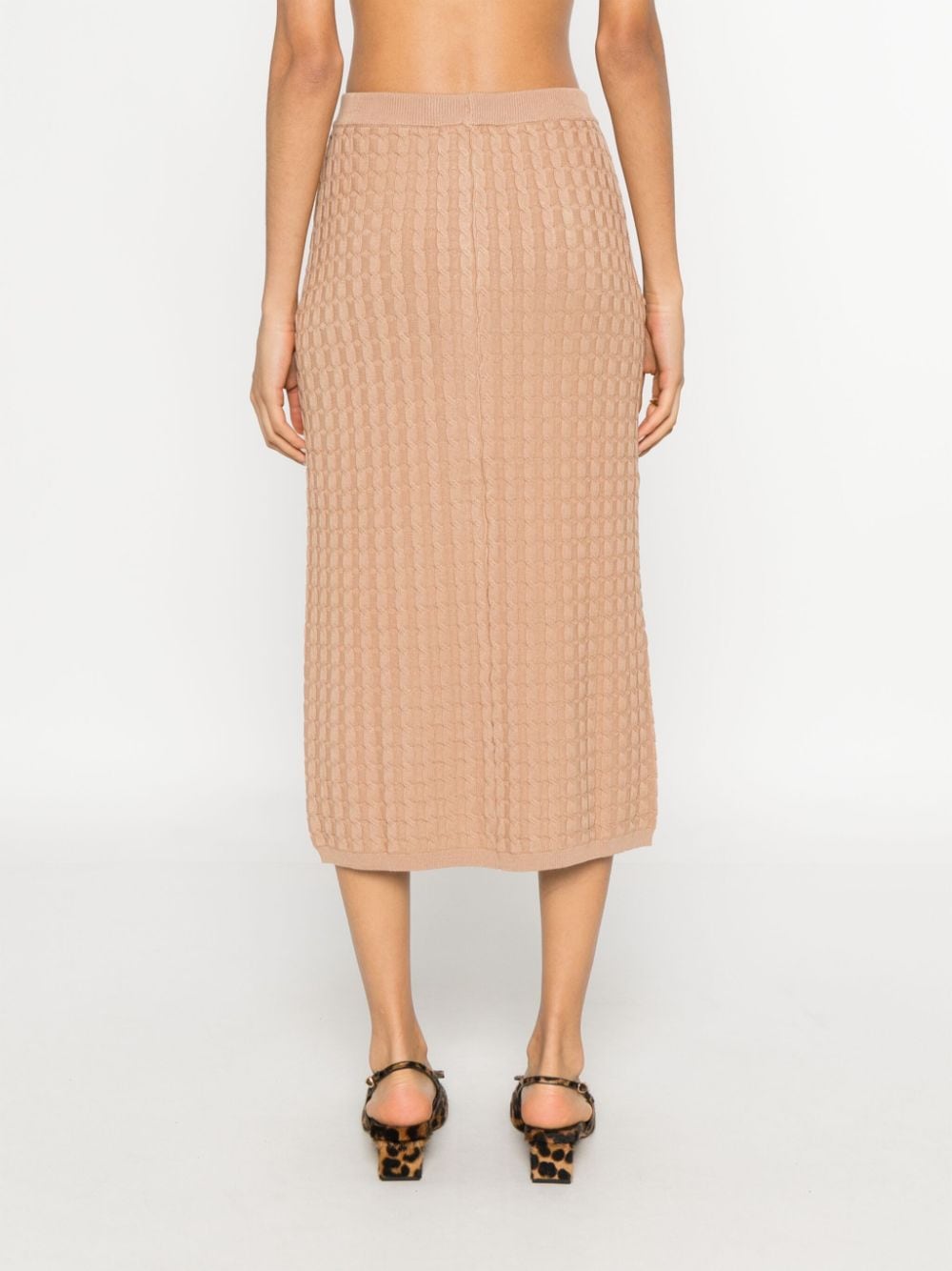 Shop Twinset Cable-knit Midi Skirt In Neutrals