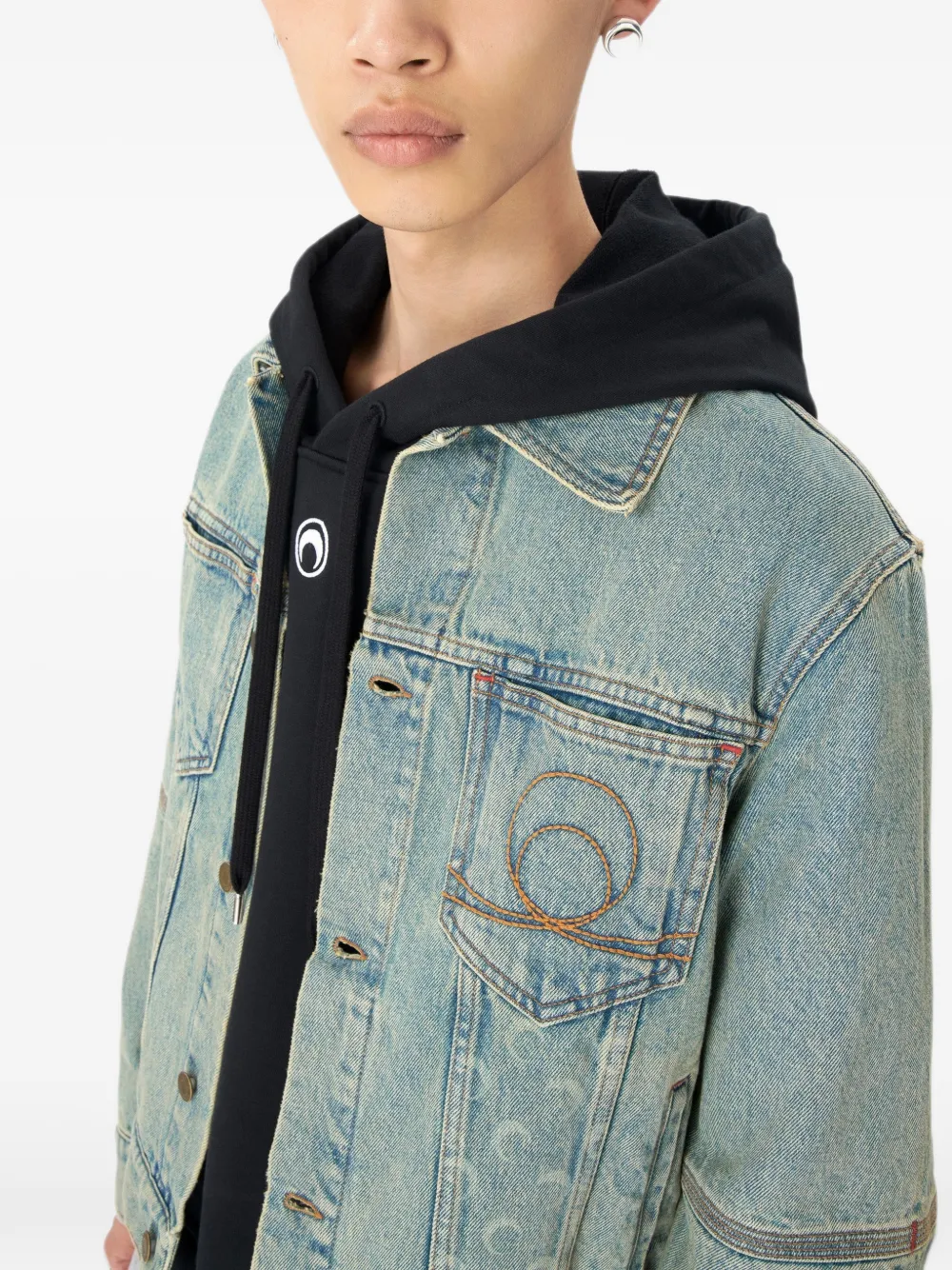 Marine Serre Moon Laser denim jack Blauw